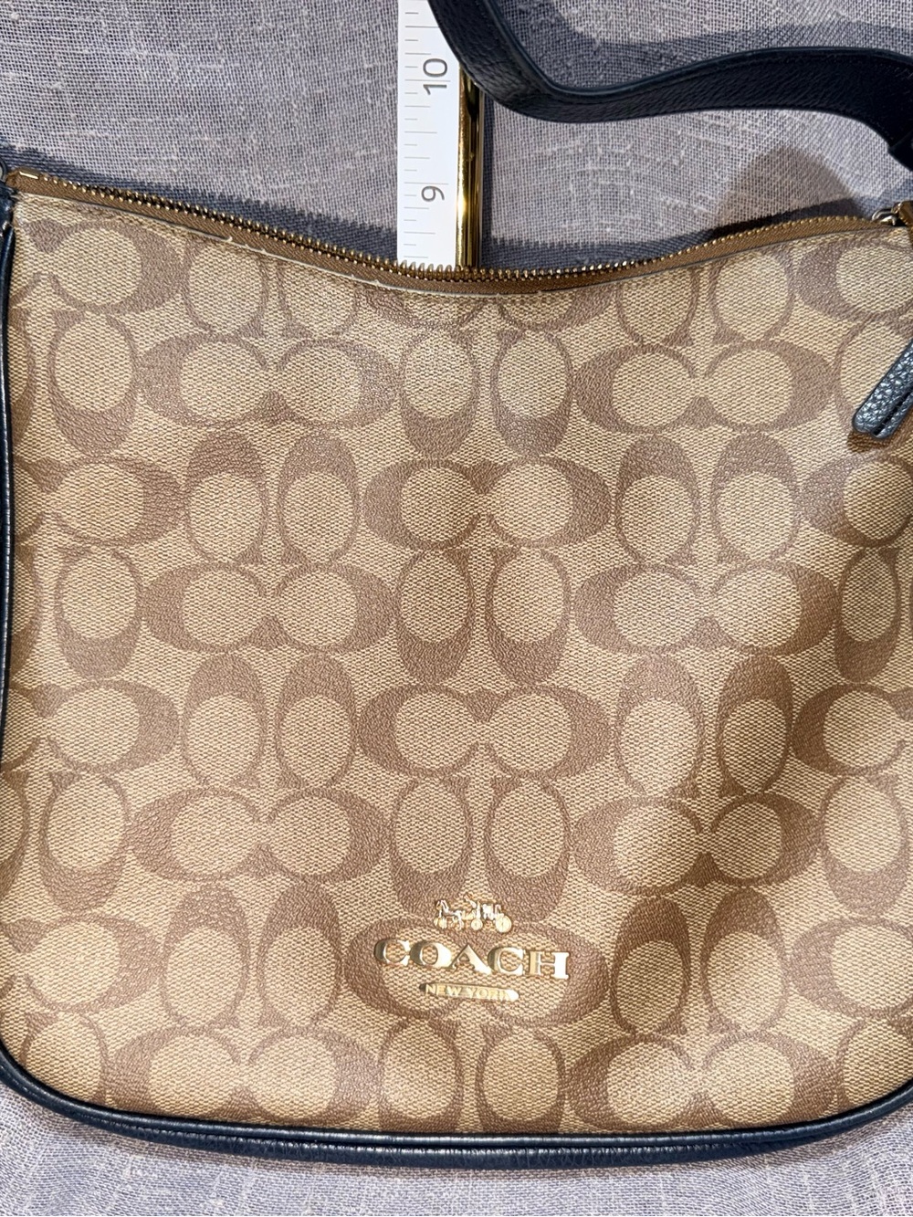 Coach Monogram Shoulder Bag in Brown and Black